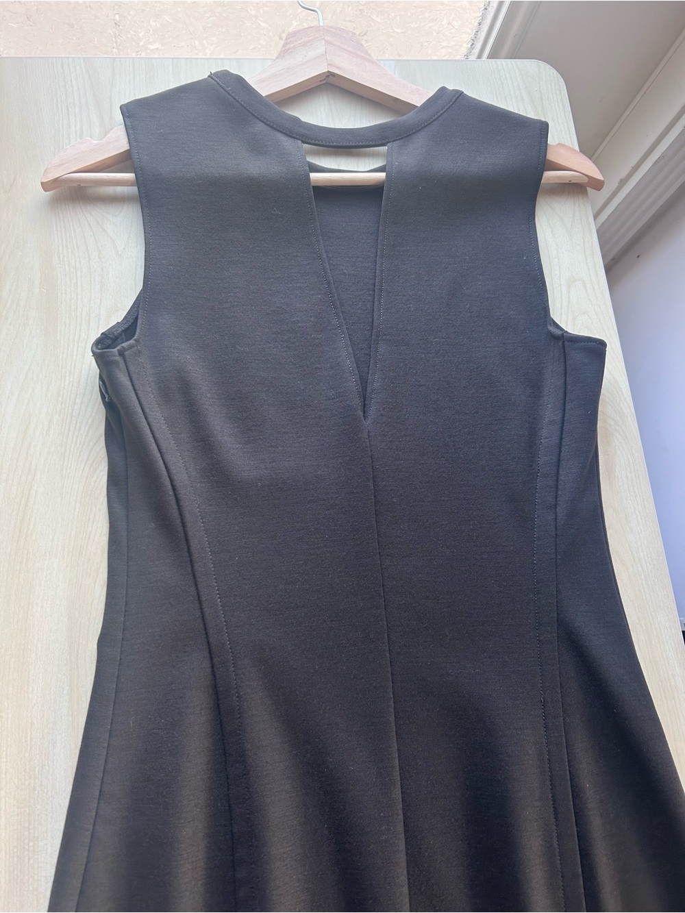 Theory Chocolate Brown Virgin Wool Blend Sleeveless Sheath Dress Size 4 - Picture 7 of 9